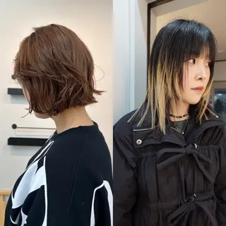 ミディアム aya/ブリーチ/ ボブ/ショートのヘアスタイル