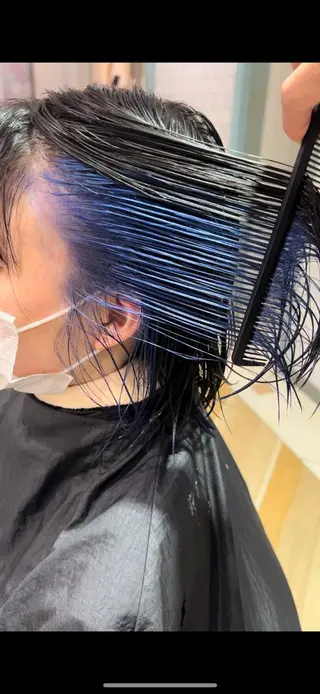 ミディアム ブリーチなしダブル カラー縮毛矯正 下野のヘアスタイル