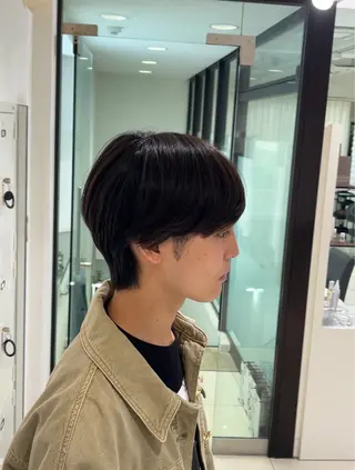 ショート カラー パーマ メンズ 【シャドウパーマ センターパート】義心のヘアスタイル