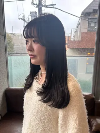 セミロング カラー パーマ ヘアアレンジ 押切 響 のヘアスタイル