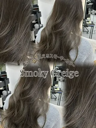 ロング カラー 赤み消し/オリーブ カーキ/福田れんのヘアスタイル