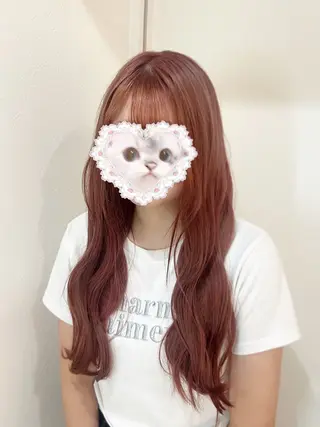 ロング 縮毛矯正/ブリーチ 無しWカラーのヘアスタイル