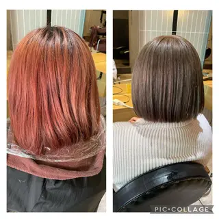 ショート 複雑履歴に対応ブリー チ無しダブルカラーのヘアスタイル