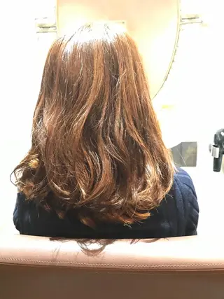 セミロング カラー パーマ DOUBLE レッスンモデル募集☆のヘアスタイル