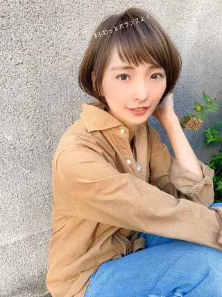 ショート カラー パーマ 大人かわいい💍🤍 ボブ/ショートボブのヘアスタイル