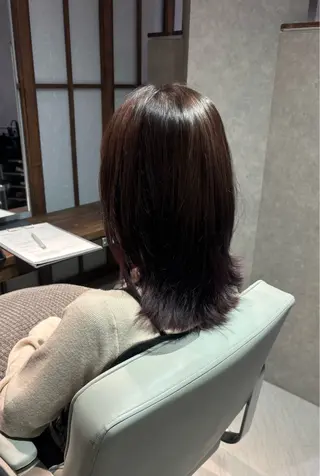 ミディアム カラー 柔らかい透明感カラー 髪質改善/神戸のヘアスタイル