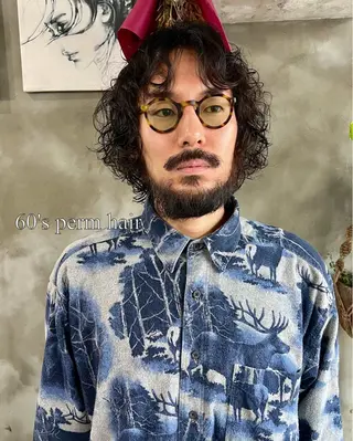 ミディアム パーマ メンズ 木村陸弥🌿似合わせ 再現性メンズヘアのヘアスタイル