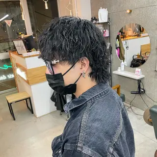 パーマ メンズ Lull1人美容室 バレイヤージュのヘアスタイル