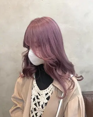 セミロング カラー ヘアアレンジ 【ピンク/韓国ヘア/ ヘアセット】亜海のヘアスタイル