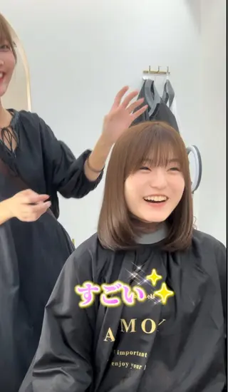 カラー 韓国風レイヤーカラー ライムのヘアスタイル