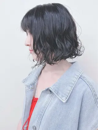 ショート パーマ ボブ/ゆるふわ ボブパーマ/とういのヘアスタイル