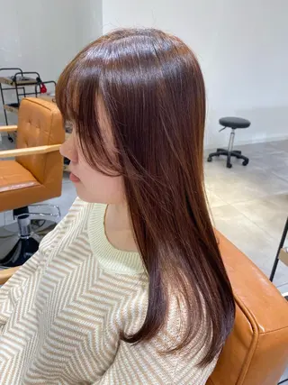 ロング 酸性ストレート/ブリ ーチなしWカラー河本のヘアスタイル