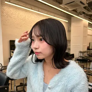ミディアム カラー レイヤー/ボブ/透明 感カラー/佐藤奈由のヘアスタイル