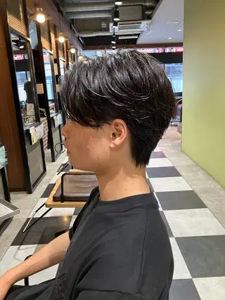 ミディアム パーマ ✂️メンズ センターパート✨陽気のヘアスタイル