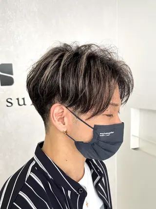 ショート カラー パーマ メンズ ハイトーンショート 特化吉田義隆のヘアスタイル