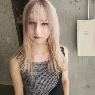 セミロング カラー 髪質改善.縮毛矯正 ×韓国ヘアyukiのヘアスタイル