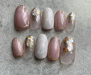 セミロング カラー ネイル Nailsalon Calmeのネイルデザイン