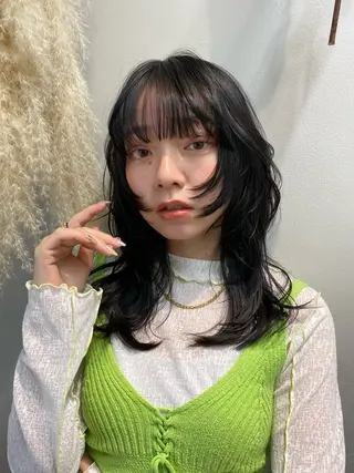 ミディアム レディースパーマ モデル募集RIKOのヘアスタイル