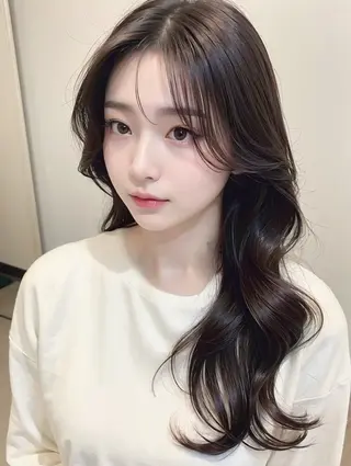 セミロング カラー 艶感/韓国風 🤍moeka🤍のヘアスタイル