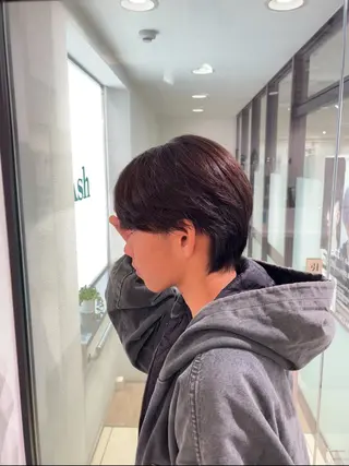 ショート カラー パーマ メンズ 【シャドウパーマ センターパート】義心のヘアスタイル