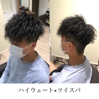 ショート カラー パーマ メンズ 関西センターパート メンズモデル募集のヘアスタイル