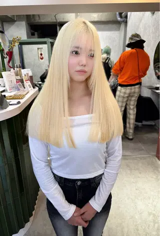 ロング カラー 💚ブリーチカラー 指名🥇💚ユウスケのヘアスタイル