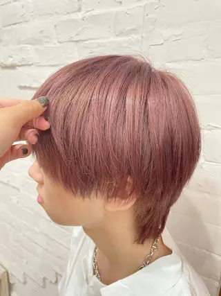 ショート カラー ヘアアレンジ メンズ 【ピンク/韓国ヘア/ ヘアセット】亜海のヘアスタイル