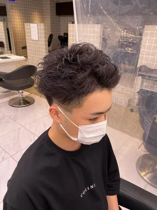 ミディアム パーマ メンズ メンズ特化 水口湧太のヘアスタイル