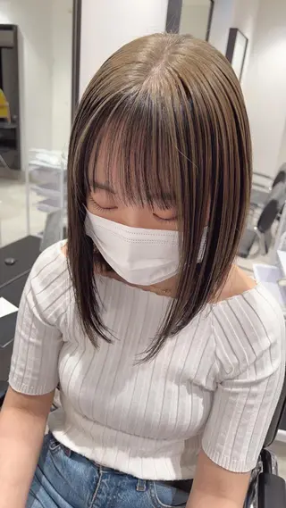 ミディアム カラー スキバサミを使わない カット🌼唯🌼のヘアスタイル