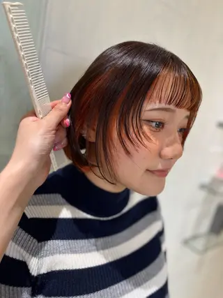 ショート カラー yui🥀/ボブ /ブリーチなしカラーのヘアスタイル