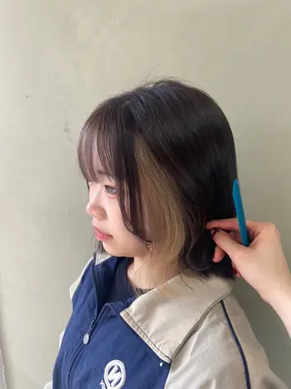 ミディアム カラー 鳥本かりん ／メンズモデル募集のヘアスタイル