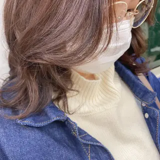 ミディアム カラー パーマ ヘアアレンジ メンズ キッズ ネイル マツエク・マツパ 暖色系/透明感 治野心のヘアスタイル