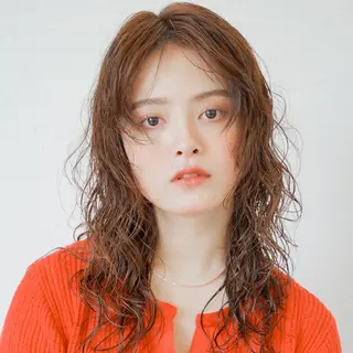 セミロング カラー パーマ メンズヘア特化 崎田 成人のヘアスタイル