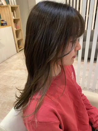 ロング カラー 酸性ストレート/ブリ ーチなしWカラー河本のヘアスタイル