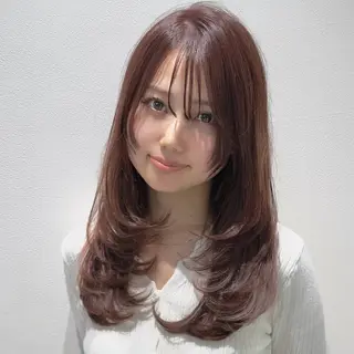 ロング カラー レイヤー/グレージュ メンズパーマのヘアスタイル