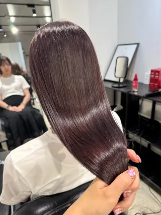 ロング カラー パーマ ヘアアレンジ 透明感/オリーブ/ グレージュ/YUKAのヘアスタイル