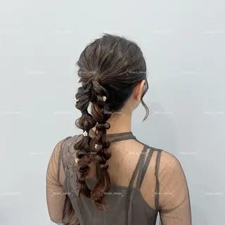 セミロング ヘアアレンジ Hairset minoriのヘアスタイル