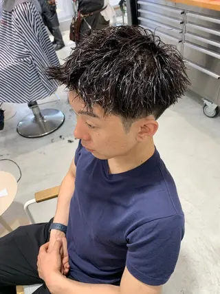 ショート パーマ メンズ フェードカット/メン ズパーマ/森巧真のヘアスタイル