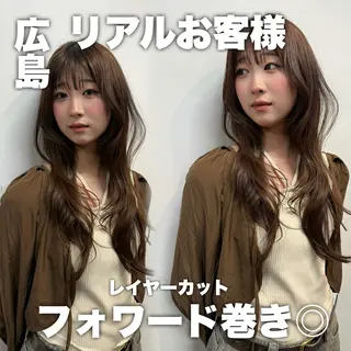 ロング カラー 【韓国レイヤー特化 ハッシュカット】のヘアスタイル