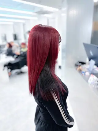 セミロング カラー ウルフ&レイヤー特化 まとまる美髪矯正のヘアスタイル