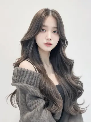 ロング カラー 髪質改善韓国コテ巻き パーマ/城井友輔のヘアスタイル