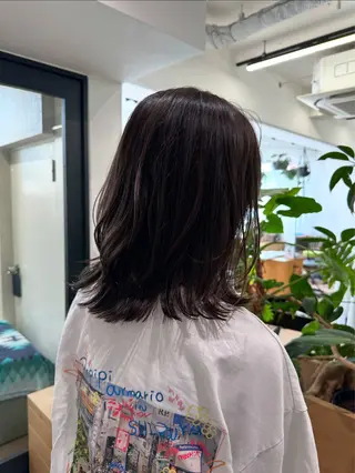 ミディアム 切りっぱなし/髪質 改善矯正/さやか🫧のヘアスタイル