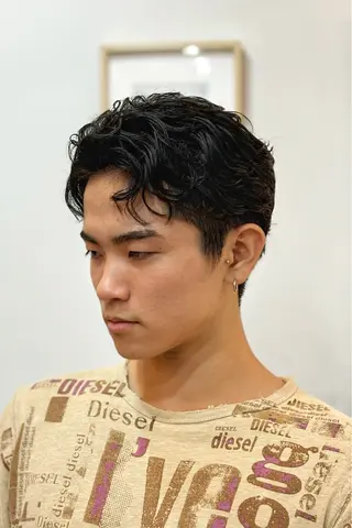 ミディアム メンズ 藤原 虎次郎のヘアスタイル