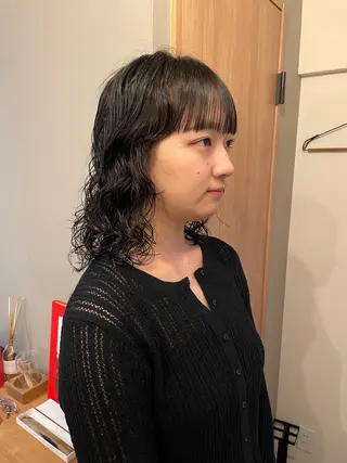 ミディアム パーマ 土川 陽菜のヘアスタイル