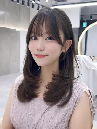 カラー セミロング 髪質改善/韓国ヘア /透明感カラー🧸のヘアスタイル