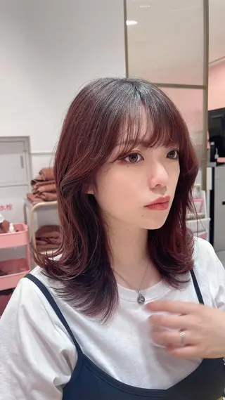 ミディアム カラー アイブロウ 顔周り特化/韓国ヘア /レイヤー/吉野幸大のヘアスタイル