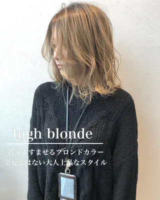 ミディアム カラー 横浜ブリーチムラ直し ハイトーン/ブリーチのヘアスタイル