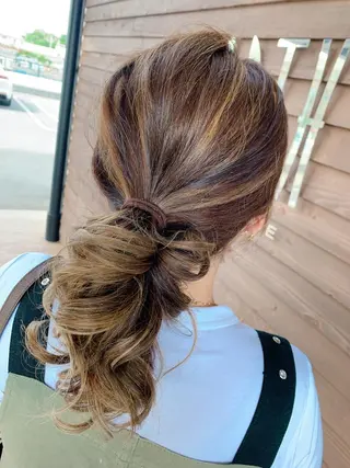 セミロング カラー パーマ EARTH 浦添店のヘアスタイル