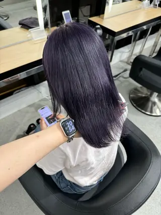 ロング カラー 暗髪🩶ラベンダー/ ブルー/ユウナ🤍のヘアスタイル