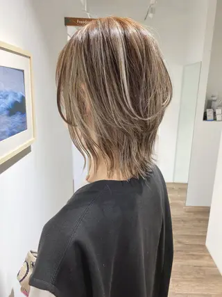 ミディアム カラー ハイライト⭐️上野 高広のヘアスタイル